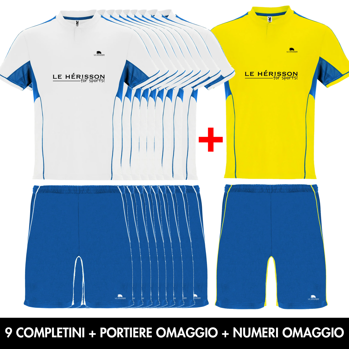 Kit 9 Completini Calcio + PORTIERE OMAGGIO + NUMERI OMAGGIO - Vari colori Boca Unisex