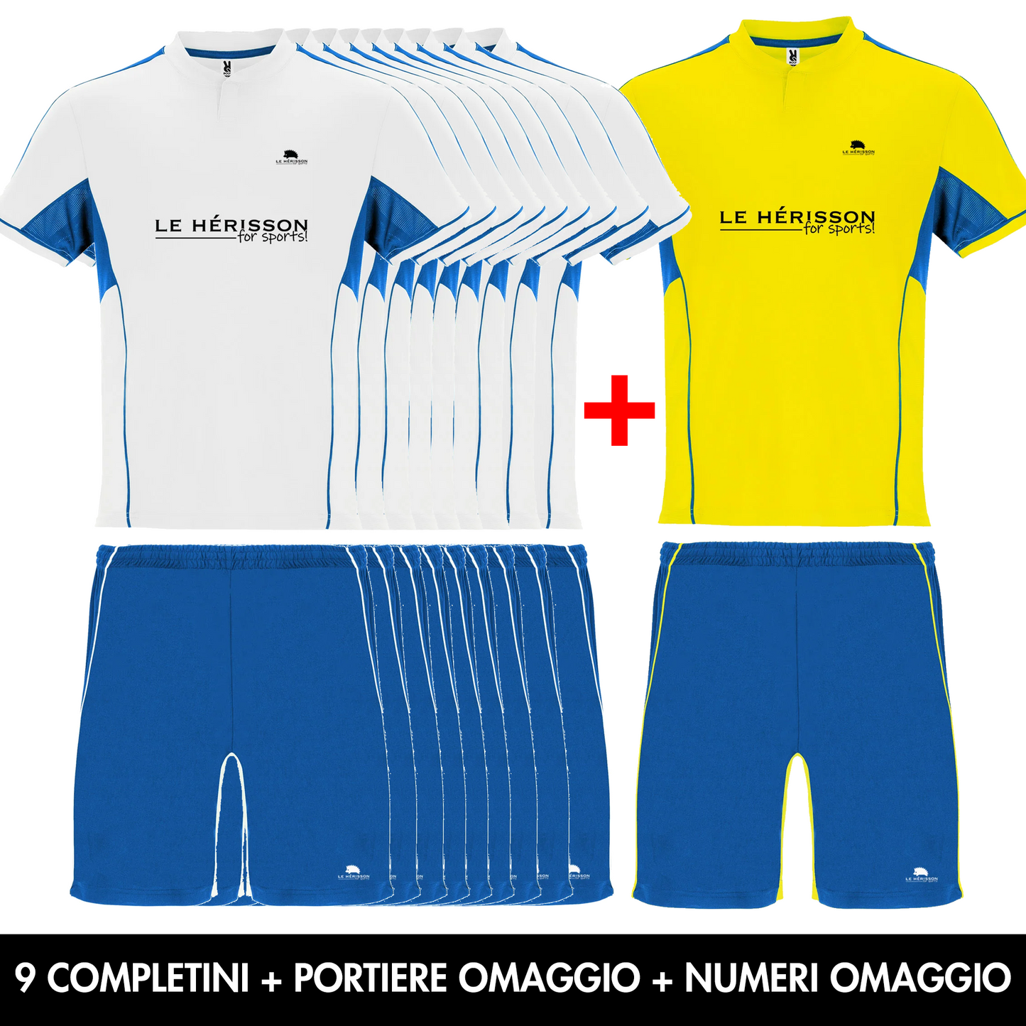 Kit 9 Completini Calcio + PORTIERE OMAGGIO + NUMERI OMAGGIO - Vari colori  Boca Unisex