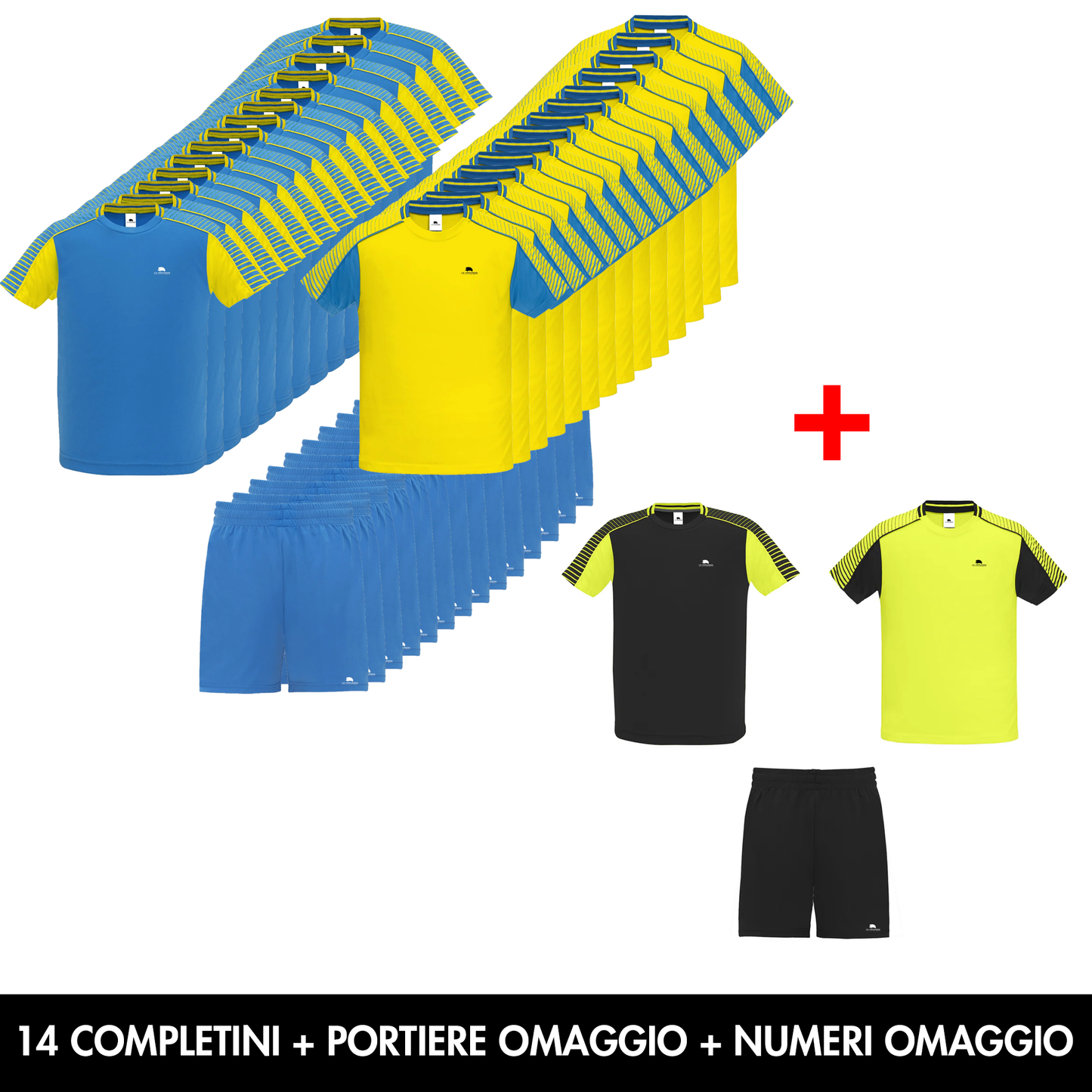 Kit 14 Completi Calcio Doppia Maglietta Casa/Fuori Casa + Portiere Omaggio + Numeri Omaggio - vari colori 0525