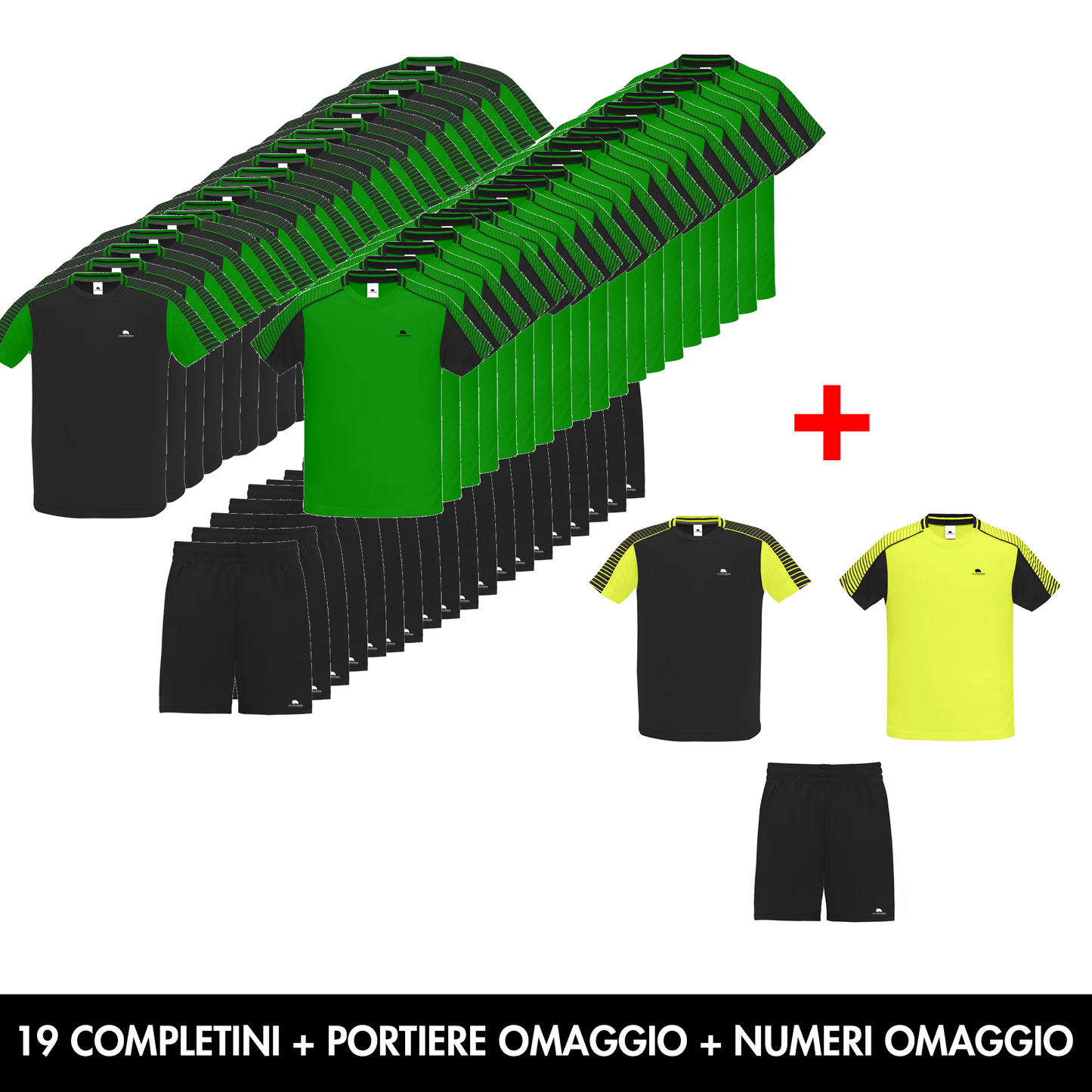 Kit 19 Completi Calcio Doppia Maglietta Casa/Fuori Casa + Portiere Omaggio + Numeri Omaggio -vari colori 0525