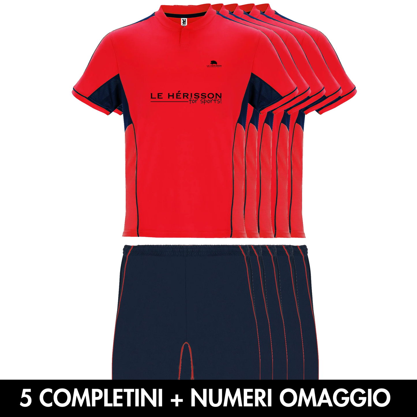 Kit 5 Completini Calcio + NUMERI OMAGGIO - Vari colori Boca Unisex