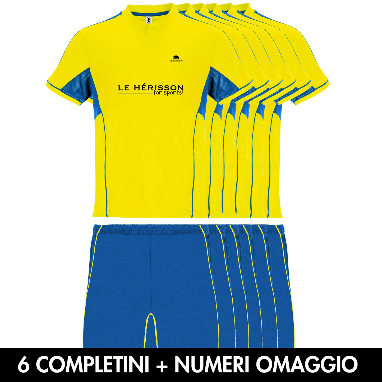 Kit 6 Completini Calcio + NUMERI OMAGGIO - Vari colori Boca Unisex