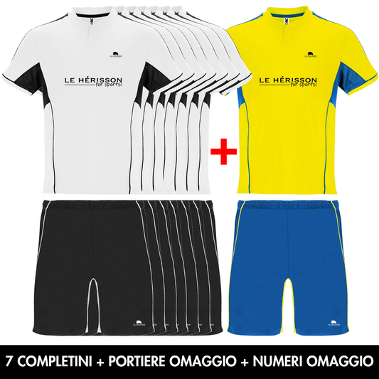 Kit 7 Completini Calcio + PORTIERE OMAGGIO + NUMERI OMAGGIO - Vari colori Boca Unisex